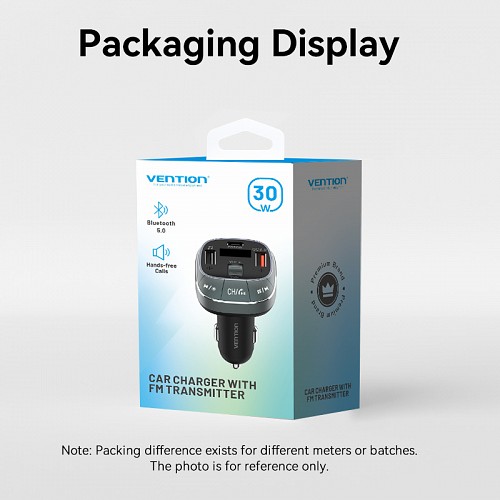 Vention Car FM Transmitter, USB Music Player & Charger 3xUSB 30W/18W/5W FFLB0