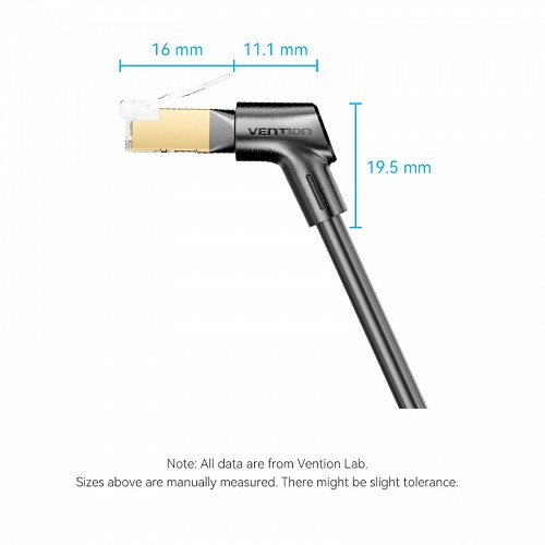Vention NETWORK Cable Cat8 SFTP Rotate Right Angle Slim 5.0m Black IKLBJ
