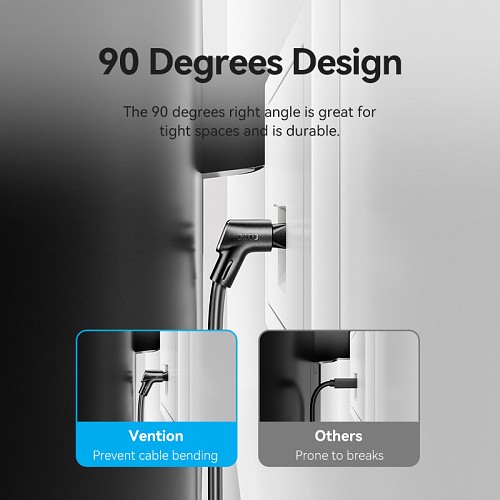 Vention NETWORK Cable Cat8 STP Rotate Right Angle Slim 1.0m Black IKLBF