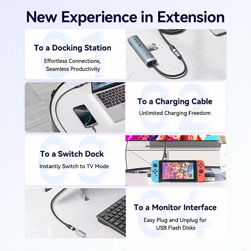 Vention IT Cable USB-C 3.2 Gen2 M-F 1.0m Braided Aluminum Black TRFBF