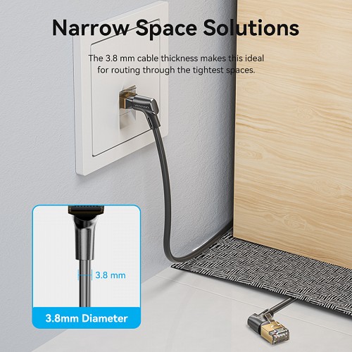 Vention NETWORK Cable Cat8 STP Rotate Right Angle Slim 1.0m Black IKLBF