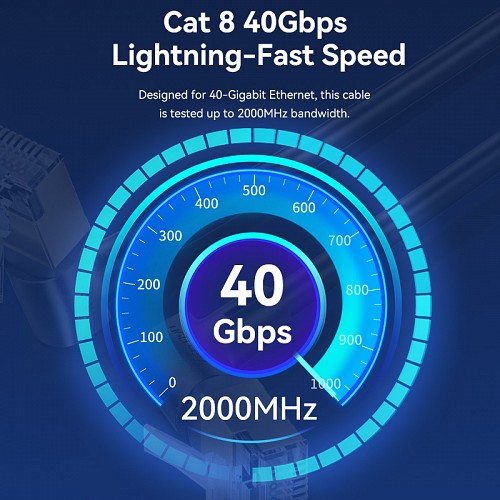 Vention NETWORK Cable Cat8 SFTP Rotate Right Angle Slim 5.0m Black IKLBJ