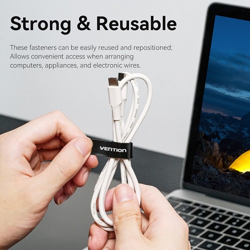 Vention Cable Organiser Hook & Loop Cable Tie 120mm 10 Pcs KANB0-10