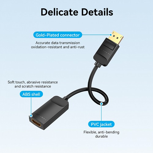 Vention DisplayPort to HDMI Adaptor Male to Female 4K60Hz 0.15M HBZBB