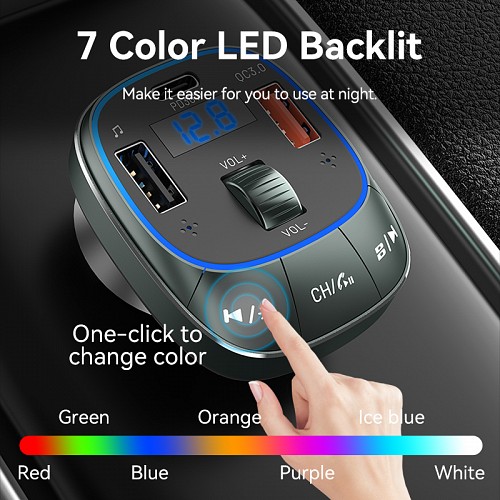 Vention Car FM Transmitter, USB Music Player & Charger 3xUSB 30W/18W/5W FFLB0