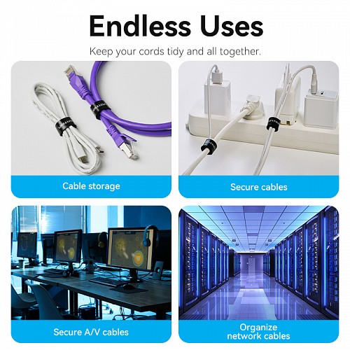 Vention Cable Organiser Hook & Loop Cable Tie 120mm 10 Pcs KANB0-10