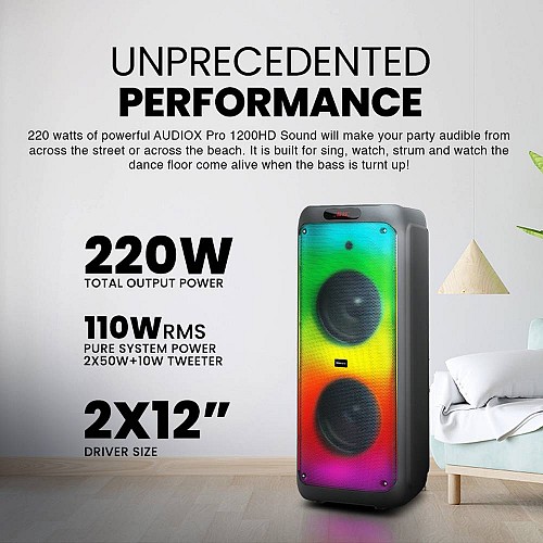 SonicGear AudioXPro1200HD 2 x 12 Portable Karaoke Speaker with 2 x Wireless Microphones
