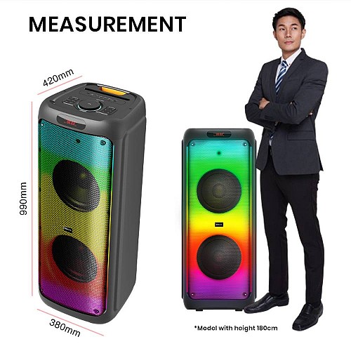 SonicGear AudioXPro1200HD 2 x 12 Portable Karaoke Speaker with 2 x Wireless Microphones