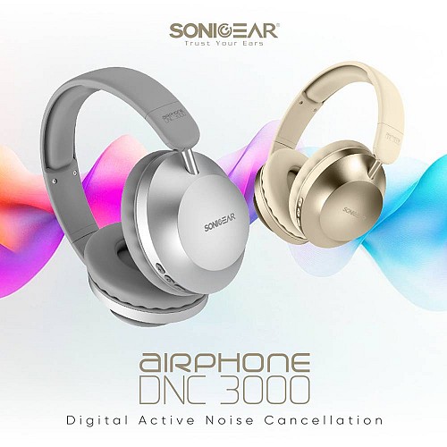 SonicGear Headphones Bluetooth AIRPHONE DNC3000 Platinum Silver