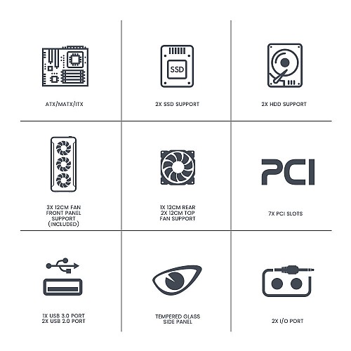 Armaggeddon Gaming Case ATX 3xARGB TRITRON 2 Black