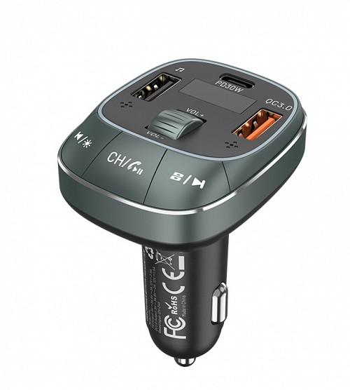 Vention Car FM Transmitter, USB Music Player & Charger 3xUSB 30W/18W/5W FFLB0