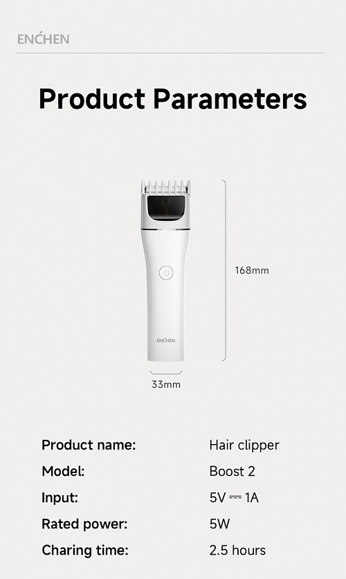 Enchen Hair Clipper BOOST 2 USB-C 1200mAh White