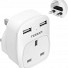 Tessan Gang plug Through UK Charger 2 USB A 13A TS-821-UK