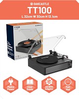 Oakcastle TT100 Belt Drive Turntable with Integrated 20W Speakers