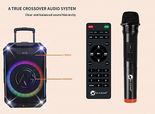 N-Gear FLASH1040 Portable Karaoke Wireless Mic LED/USB/MIC IN/AUX IN