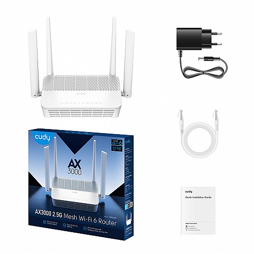 Cudy Router AX3000 Dual Band 2.5G Wi-Fi 6 Mesh VPN PoE WR3000P