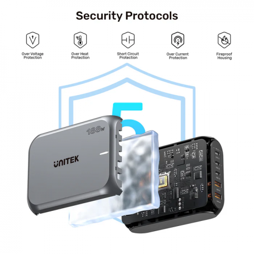 Unitek Charge Desktop 188W 5-Port PD3.1 GaN Station 140W P1234A (UK)