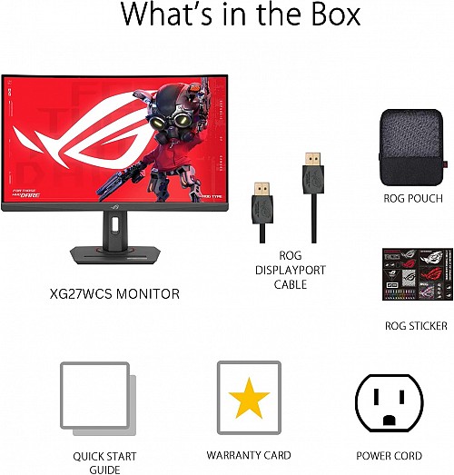 ASUS Monitor ROG Strix Gaming 27 2K Curved 180Hz HDR USB-C Ergonomic XG27WCS