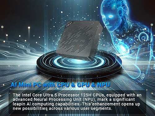MINIX Mini PC Intel Core Ultra5-125H 16GB DDR5, 512GB SSD, Dual Lan, HDMI/DP/TB4/USB-C, Win11 Pro Elite EU512-AI