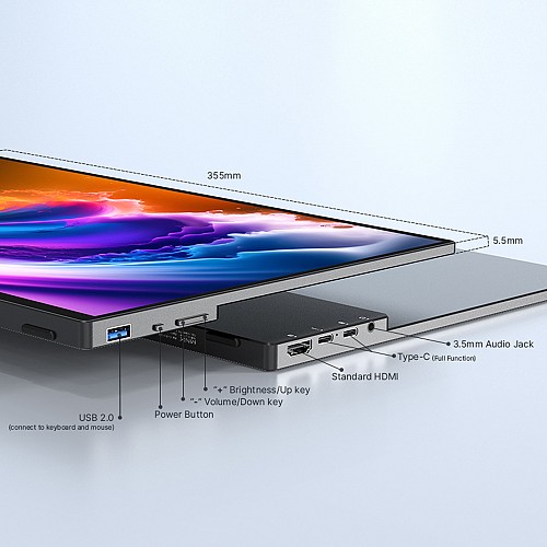 MINIX Monitor Portable 16 Full-HD 100% sRGB USB-C/HDMI, PD, Foldable Stand SF16