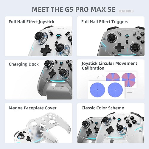 Machenike PC Gamepad G5 PRO Max SE Tri-mode 2.4GHz-BT-USB C With Charging Base
