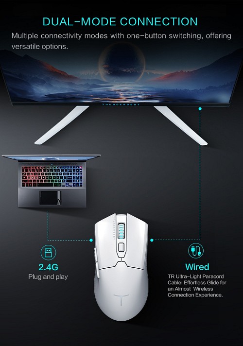 Thunderobot ML602 SE Wireless Gaming Rechargeable Mouse White