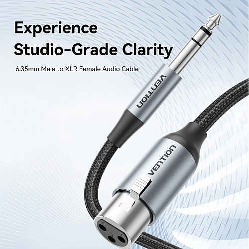 Vention AUDIO 6.3mm to XLR M-F Cable Braided-Metal 1.0m BKGHF