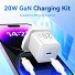 Vention Charger Wall GaN 20W 1xUSBC UK+Lightning Cable White FEPW0