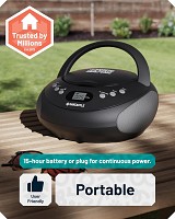 Oakcastle CD250 Portable CD Player Boombox with Bluetooth & FM Radio Mains or Battery Powered