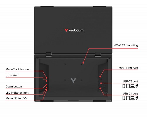 Verbatim Monitor Portable 2 x 15.6 Full-HD Monitors