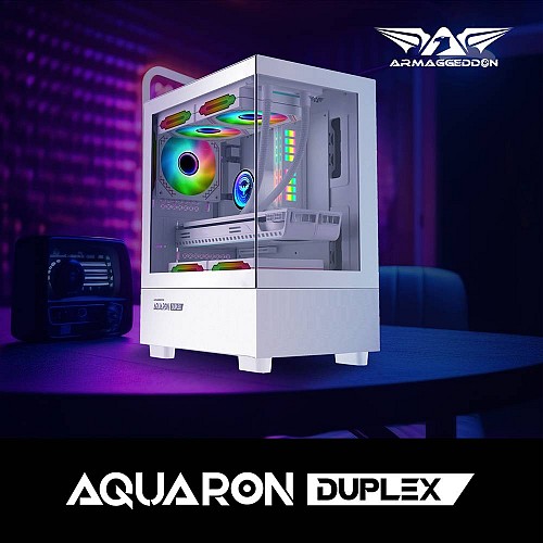 Armaggeddon Gaming Case M-ATX AQUARON Duplex White (Bottom USB Ports-310mm VGA)