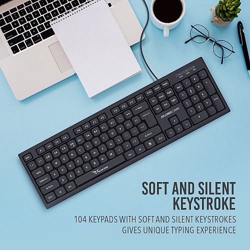 Alcatroz Keyboard & Mouse Wired Combo XPLORER C3600 Silent Black