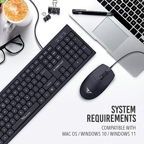 Alcatroz Keyboard & Mouse Wired Combo XPLORER C3600 Silent Black