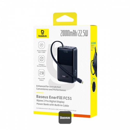 Baseus Powerbank 22.5W 20000mAh + Display EnerFill FC51 Bipow2 Pro  Black