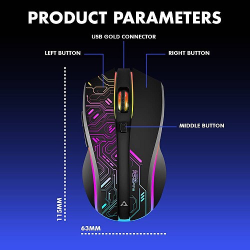 Armaggeddon Gaming Mouse Wired+2.4G Recharge FOXBAT-III CYBERPANK Black