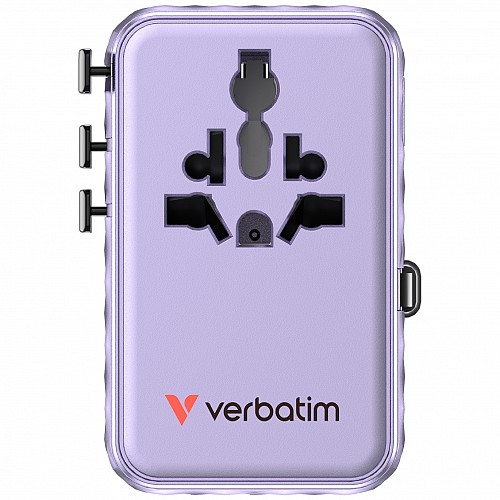 Verbatim Charger Travel Adapter 100W 2xC 2xA 1xRetractable USB-C Purple