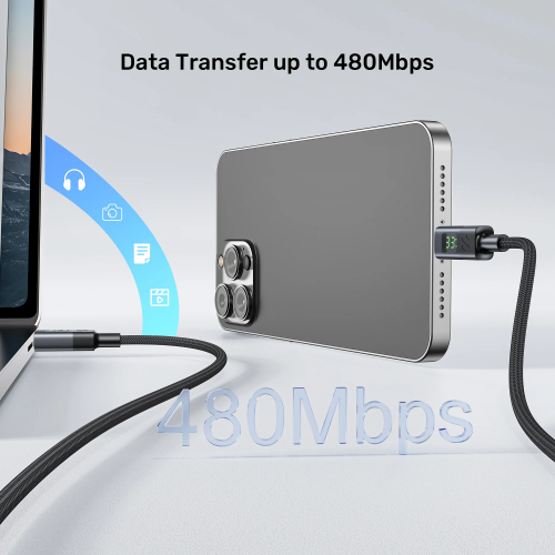Unitek USB-C Cable PD60W Braided with Display 2.0m C14158A-2M