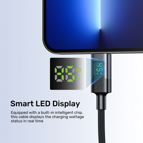 Unitek USB-C Cable PD60W Braided with Display 1.0m C14158A-1M