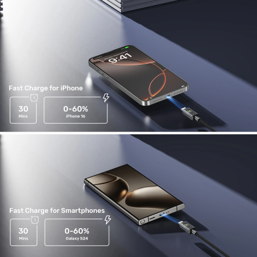 Unitek USB-C Cable PD60W Braided with Display 1.0m C14158A-1M