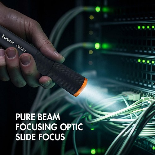 Uniross GX500 USB Rechargeable Torch IP44 Waterproof Aluminium 1000 lumens 140m Beam 120hrs Battery