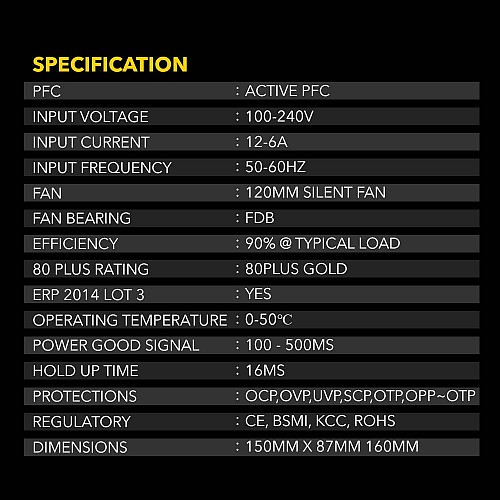 Armaggeddon Gaming PSU 600W Modular & Certified 80+ VOLTRON GOLD 600 Black