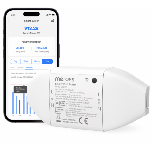 Meross Homekit Smart Wi-Fi Switch 16A (Matter) MSS715MA-UN