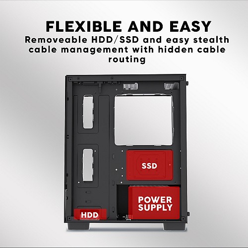 Armaggeddon Gaming Case M-ATX AQUARON Duplex Black (Bottom USB Ports-310mm VGA)