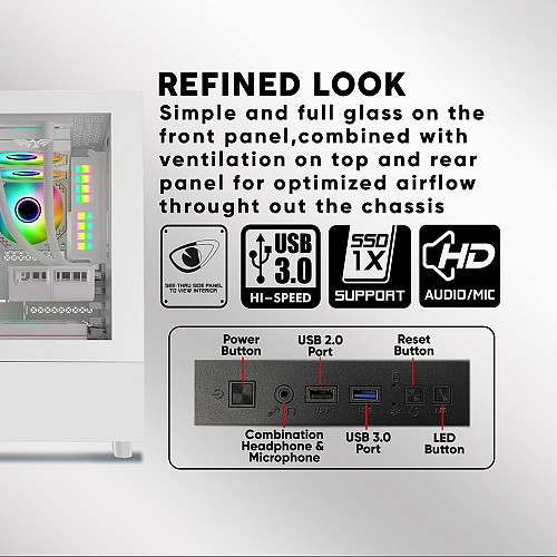 Armaggeddon Gaming Case M-ATX AQUARON Duplex Black (Bottom USB Ports-310mm VGA)