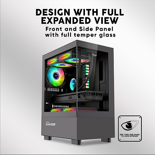Armaggeddon Gaming Case M-ATX AQUARON Duplex Black (Bottom USB Ports-310mm VGA)