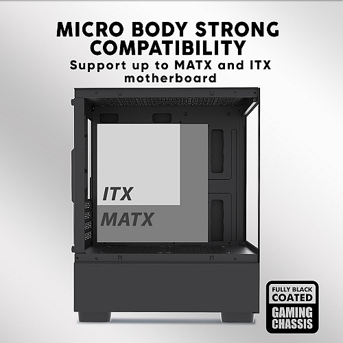Armaggeddon Gaming Case M-ATX AQUARON Duplex Black (Bottom USB Ports-310mm VGA)