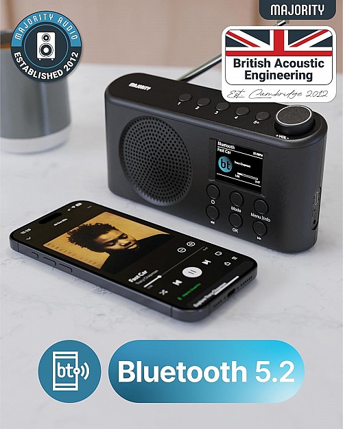 Majority Radio ORWELL Pro Portable with Display & Bluetooth-USB-FM Radio