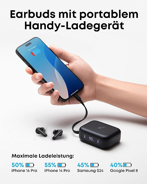 Anker Soundcore P41i T Earbuds with Portable Phone Charger (Built-in) black