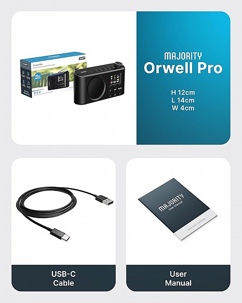 Majority Radio ORWELL Pro Portable with Display & Bluetooth-USB-FM Radio