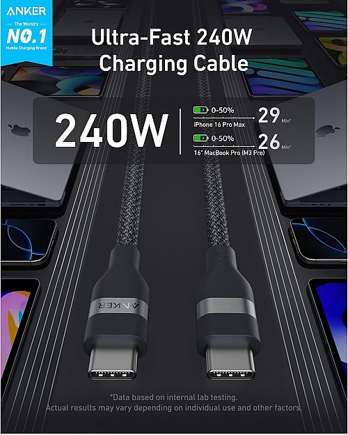 Anker Mobile Cable USB C to USB C 1.8m 240W Black